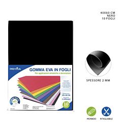 PRYMA FOGLIO GOMMA EVA 40X60CM 2MM NERO