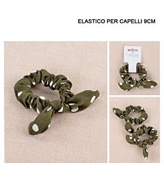 ELASTICO CAPELLI FIOCCO 9CM VERDE POIS