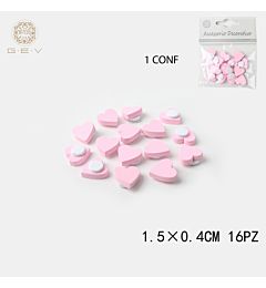 CUORE ADESIVO ROSA 1.5CM 16PZGev