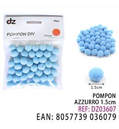 POMPON AZZURRO 1.5CM 45PZ