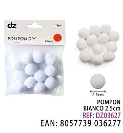 POMPON BIANCO 2.5CM 12PZ