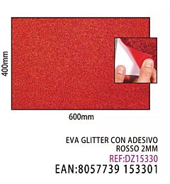 EVA GLITTER CON ADESIVO ROSSO 2MM