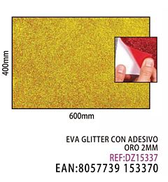 EVA GLITTER CON ADESIVO ORO 2MM