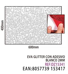 EVA GLITTER CON ADESIVO BIANCO 2MM