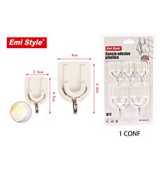 EMI STYLE GANCI APPENDITUTTO ADESIVI 1/1.5KG 2.4*4.9CM  4*6.4cm 5PZEmi Style