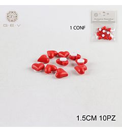 ADESIVO CUORE 1.5CM ROSSO CF.10PZGev