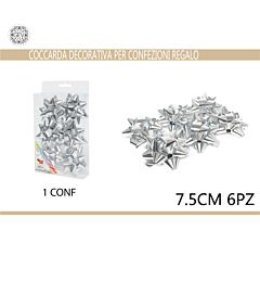 COCCARDA 7.5CM 6PZ ARGENTO