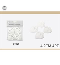 ACCESSORIO DECORATIVO CUORE BIANCO 4.2CM4PCS