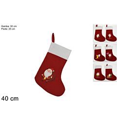 CALZA FELTRO C/BABBO NATALE 40CM ASS HY19046A