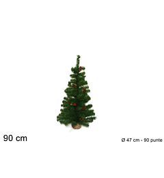 ALBERO 90CM 90 PUNTE C/BACCHE E PIGNE C/BASE JUTA