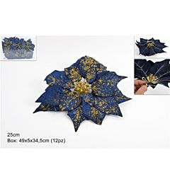 POINSETTIA C/PINZETTA 25CM BLU/OROART. 2019333(DF1