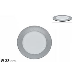 SOTTOPIATTO NATALIZIO 33CM BIANCO BORDO SILVER PP6