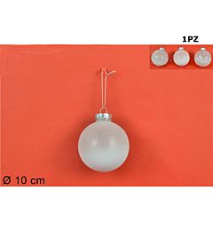 PALLA 10CM PLASTICA EFF.ZUCCHERO+ PAILLETTES BIANC