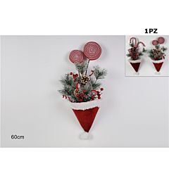DIETROPORTA CAPPELLO BABBO NATALE C/ CANDITI 60CM