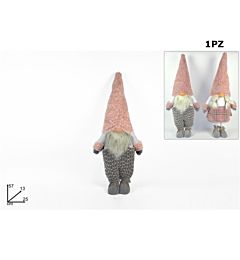 GNOMO DI NATALE 57CM CAPPELLO PELLICCIA ROSA 2ASS
