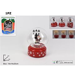 AMPOLLA PLASTICA 13 CM C/LUCE E MOVIMENTO NEVE 3 A