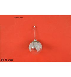 PALLA VETRO 8CM C/FOGLIA E PERLINE BIANCA IN DISPL