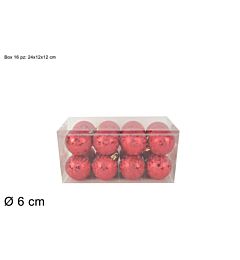 PALLE 6CM 16PZ EFFETTO GHIACCIO ROSSO PVC BOX 2A16
