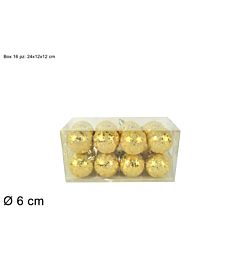 PALLE 6CM 16PZ EFFETTO GHIACCIO ORO PVC BOX 2A16E0