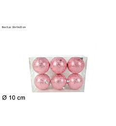PALLE 10CM 6PZ EFFETTO GHIACCIO ROSA PVC BOX 2A6E0