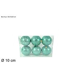 PALLE 10CM 6PZ EFFETTO GHIACCIO TIFFANY PVC BOX 2A