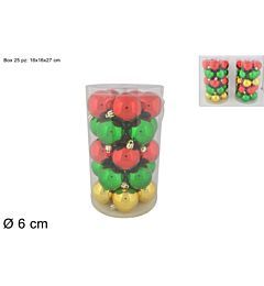 PALLE 6CM 25PZ LUCIDO VERDE/ROSSO/ORO 2ASS 3A25E05