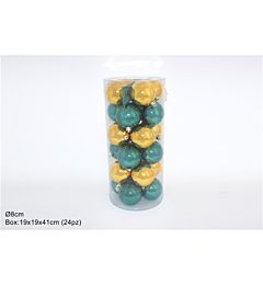 PALLE 8CM 24PZ LUCIDO VERDE/ORO