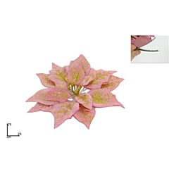 POINSETTIA C/PINZETTA 25CM ROSA/ORO 2019331