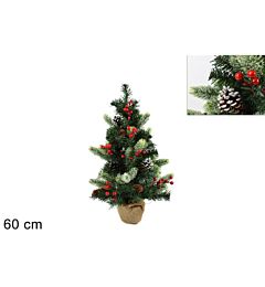 ALBERO 60 CM INNEVATO CON BACCHE E PIGNE ART.T4325Due Esse