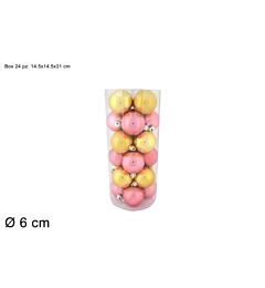 PALLE 6CM 24PZ 4ASS ROSA ANTICO/ORO BOX PVC 3A24E0