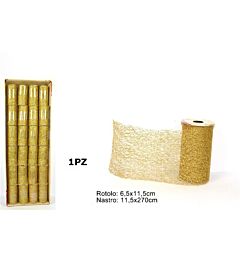 NASTRO RETE GLITTER 11.5CM X 2.7M ORO HJ2013-036G