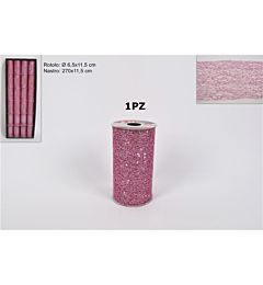 NASTRO RETE GLITTER 11.5CM X 2.7M ROSA HJ2020-755-