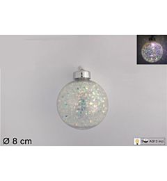 PALLA 8CM TRASPARENTE C/GLITTER E LUCE DISP. TRY M