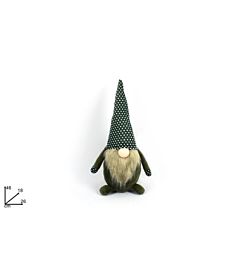 GNOMO DI NATALE 46CM VELLUTO&amp;CAPPELL VERDE 220020-