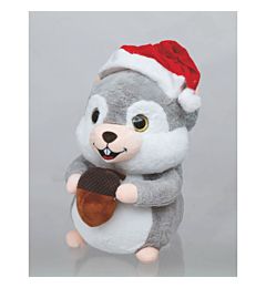 SCOIATTOLO PELUCHE CM.50 C/GHIANDA GRIGIO C/CAPPEL