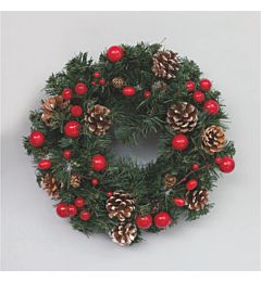 CORONA PVC CM.40 DEC.BACCHE ROSSE,PIGNE NEVATE