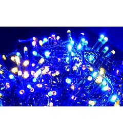 100 LED AZZURRO/B.CALDO/ROSA MT.3+2CAVO VERDE C/CO