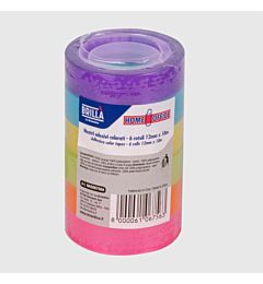 NASTRI ADESIVI COLORATI 6 PZ 12 MMX18 METRI