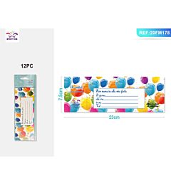 BIGLIETTI DI INVITO FESTE CON PALLONCINI - 12PZ