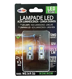 Lampadina LED 12V W2.1x9.5D - Canbus 2 LED - Bianca 2pzOto Top