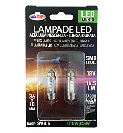 Lampadina LED SV8.5 - 12V - Bianco 2pzOto Top