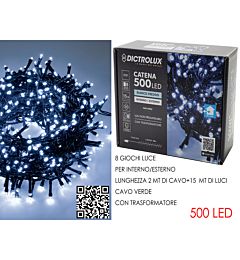 Catena Verde 500 LED Bianco Freddo - Esterno 15m