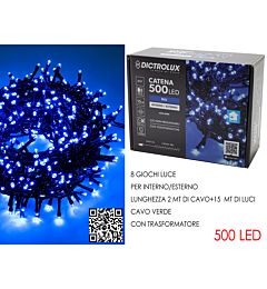 Catena Verde 500 LED Blu - Esterno 15m