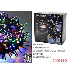 Catena Verde 1000 LED Multicolor - Esterno 20mDictrolux