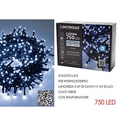 Catena Verde 750 LED Bianco Freddo - Esterno 15mDictrolux