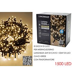 Catena Verde 1500 LED Bianco Caldo - Esterno 30mDictrolux
