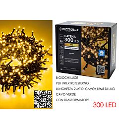 Catena Verde 300 LED Oro - Esterno 12m