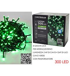 Catena Verde 300 LED Verde - Esterno 12m