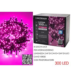 Catena Verde 300 LED Rosa - Esterno 12mDictrolux