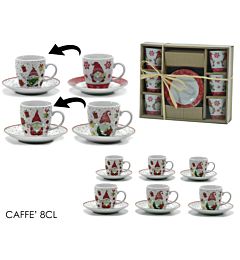 Set 6 Tazze Natalizie 8cl + Piattini Linea GnomoVestiamo Casa